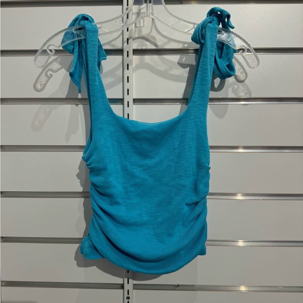 Free‎ People Tie Sleeve Blue Women's Top